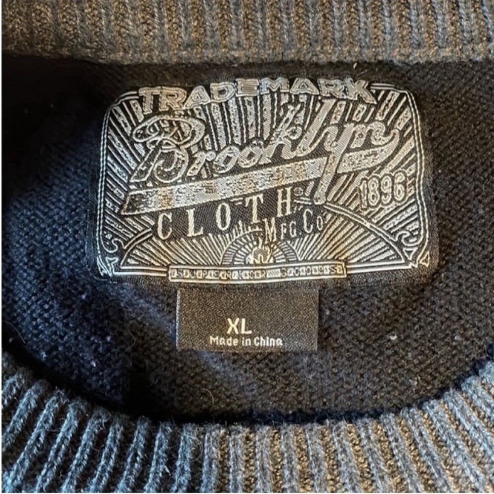 Brooklyn Cloth Men's Knit Black, White & Grey Star Crewneck Sweater - Picture 3 of 3
